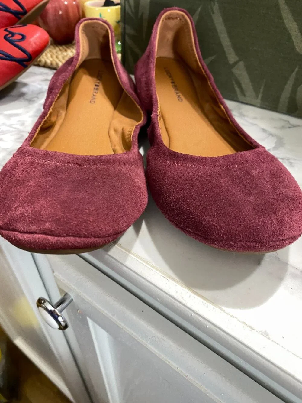 Lk New Lucky Brand ERIN Ballet Flats -Burgundy Suede~9 1/2 - Picture 6 of 9